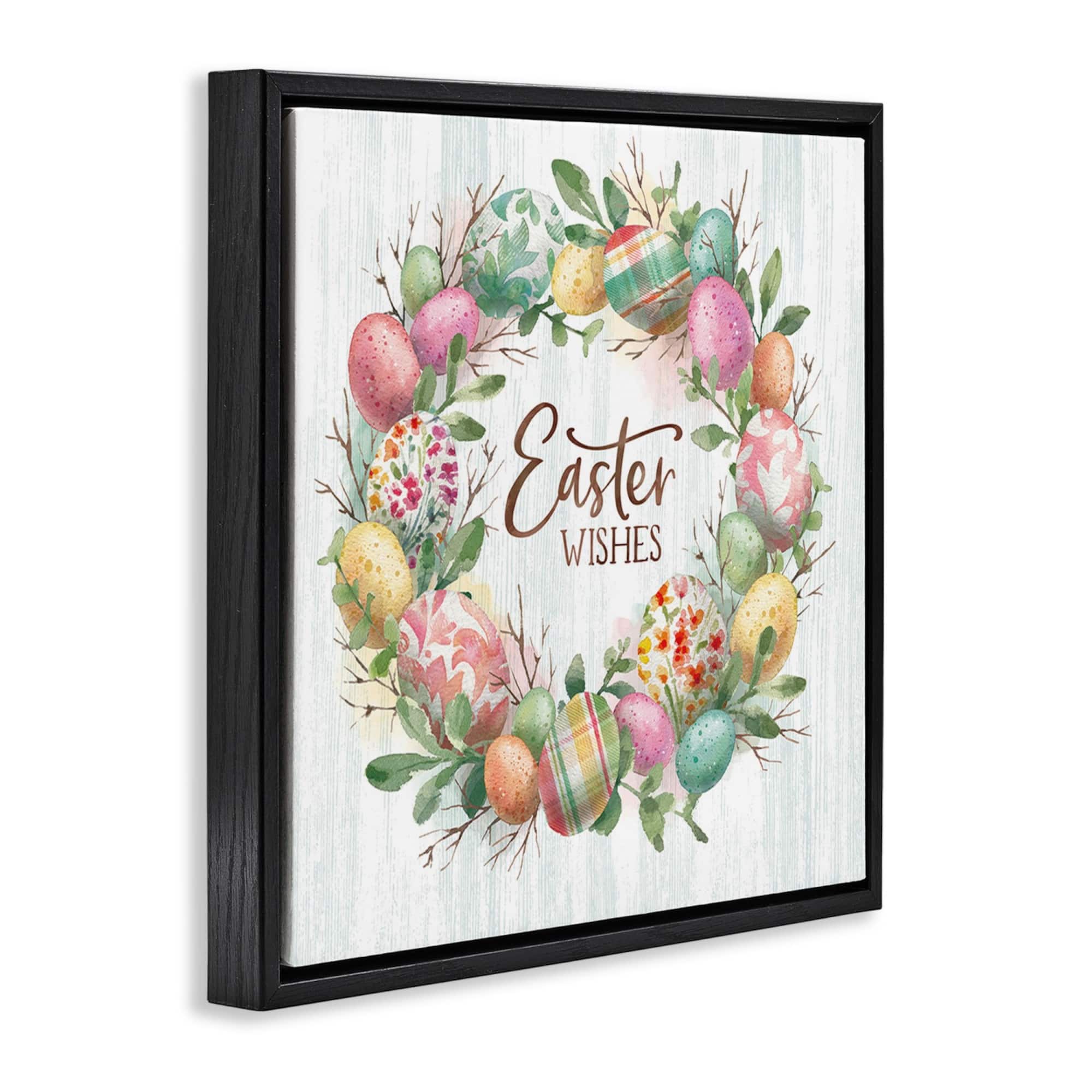 Stupell Industries Easter Wishes Wreath Floater Framed Art